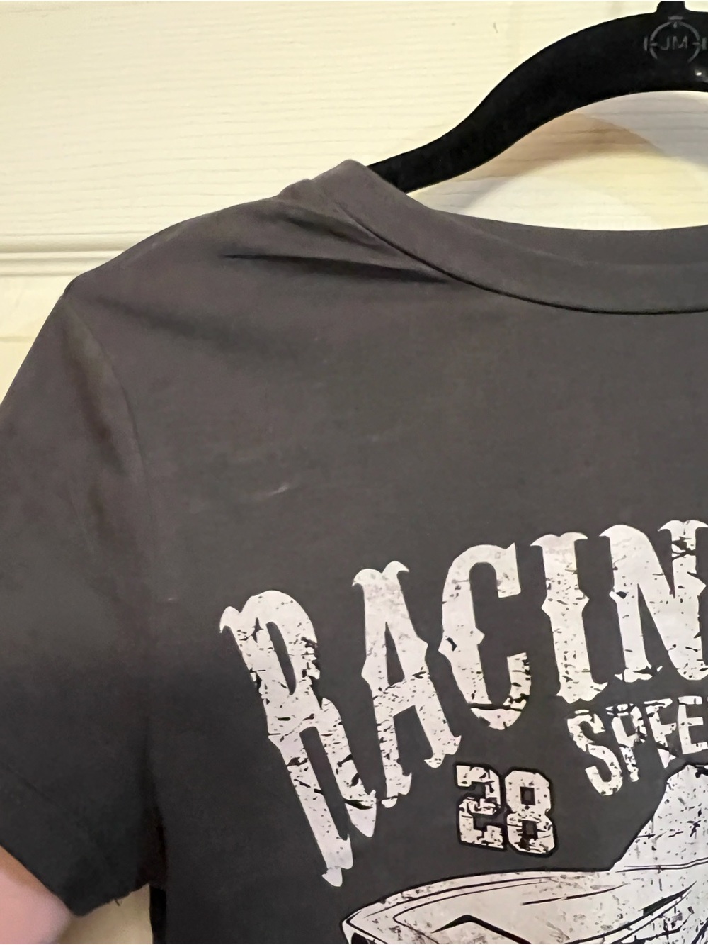 SHEIN Dark Gray Racing Car Graphic cropped Tee - Picture 2 of 5